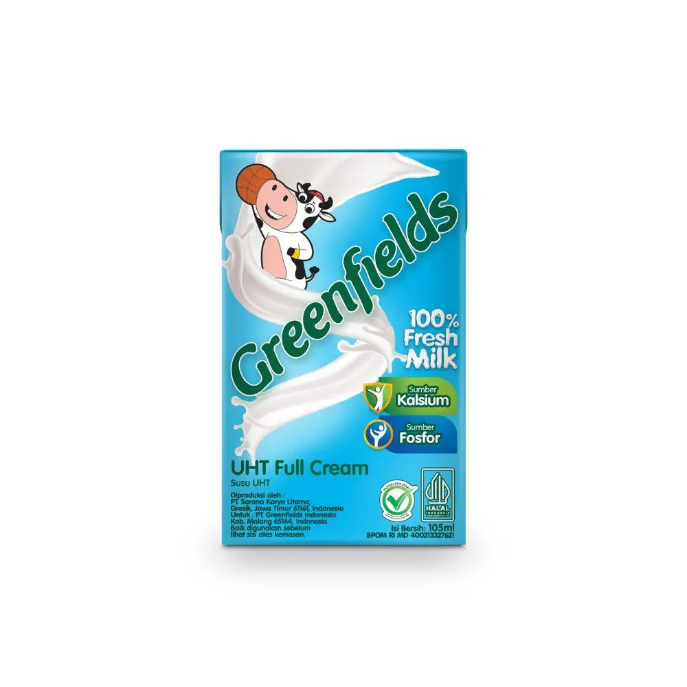 Greenfields Susu UHT Full Cream 125 ml Segar Siap Minum Halal Kaya Kalium & Fosfor Kemasan UHT Full Cream