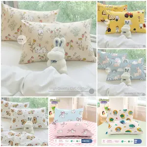Sarung Bantal & Guling Motif Anak Katun CVC Premium 2 Pcs Size 50x70 & 35x100 Adem Lembut Awet