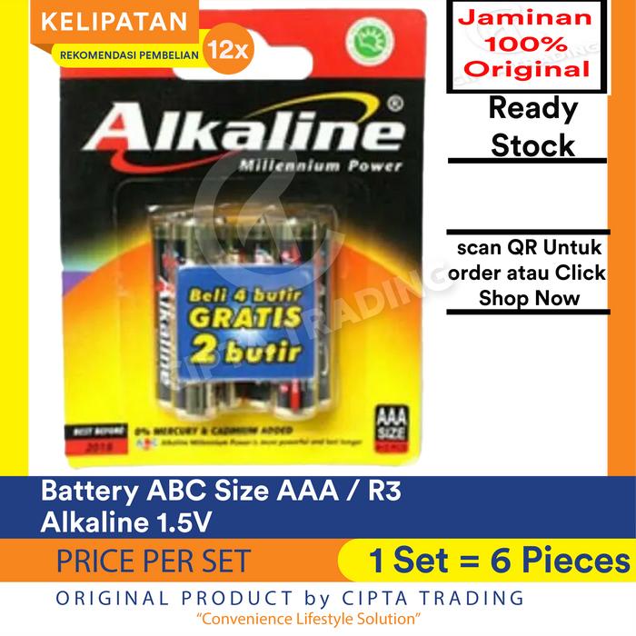 Gambar Battery - baterai ABC Alkaline AAA 6 Pieces per Pack dari Cipta Trading Kota Administrasi Jakarta Barat Tokopedia
