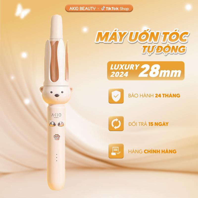Máy uốn tóc xoăn tự động AKIO phủ Ceramic phiên bản 2024 bảo hành 2 năm, tặng 2 kẹp tóc lớn