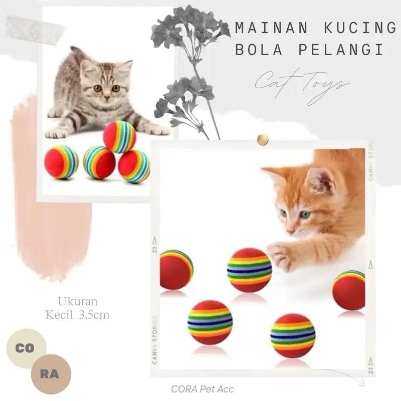[CORA] PET TOYS Bola Pelangi Kecil Mainan Gigitan Kitten