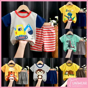 (BISA COD) UNIWEAR BAJU BAYI LAKI LAKI 0 - 3 tahun / BAJU BAYI DAN ANAK IMPORT / PIYAMA ANAK KECIL KARAKTER / BAJU TIDUR BAYI ANAK / SETELAN ANAK BAYI STELAN ANAK LAKI LAKI Cotton Lengan