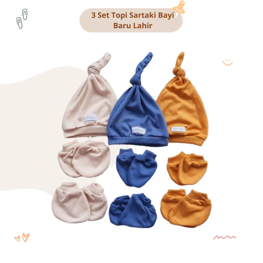 9 In 1 Topi Sarung Tangan Sarung Kaki Bayi Baru Lahir Isi 3 Pasang