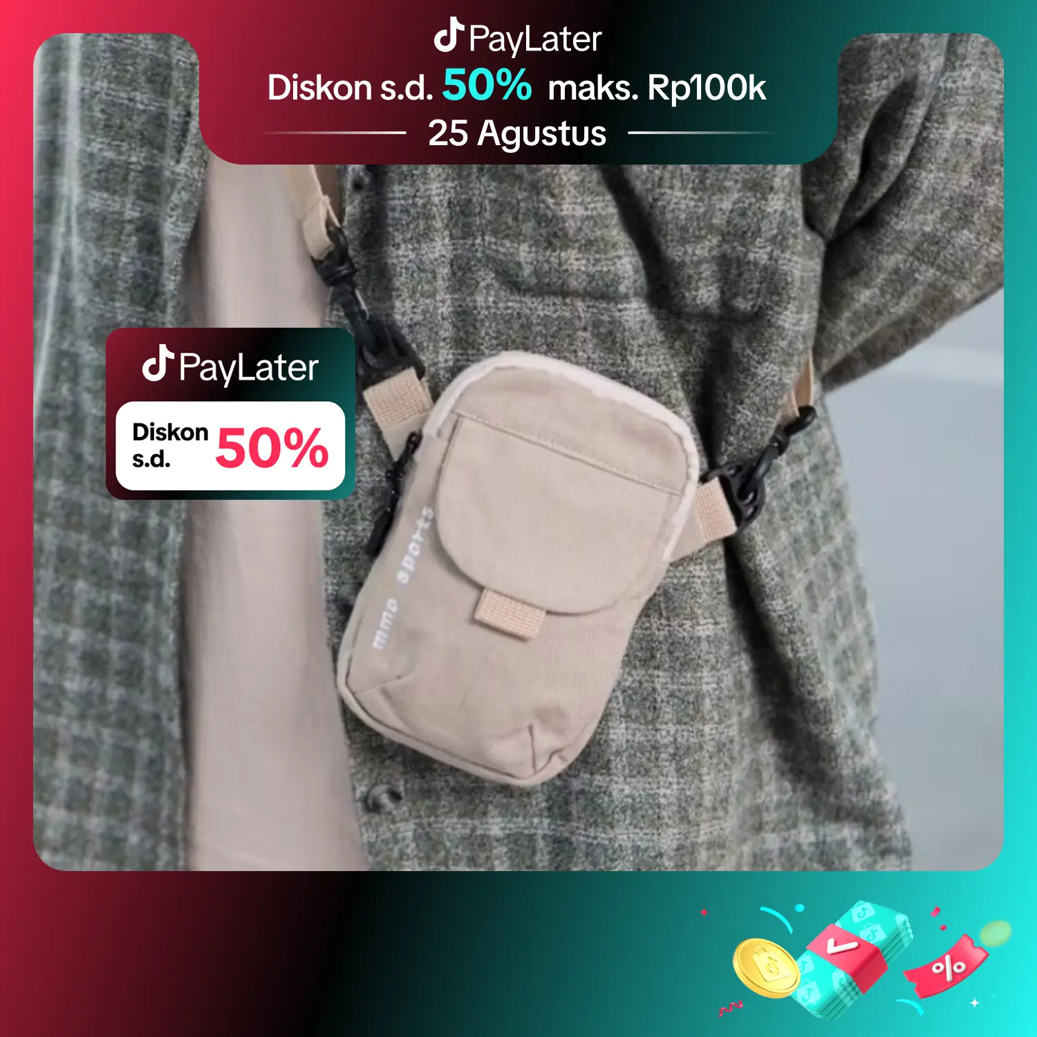Tas Selempang Pria Mmosport Slimpon Mini Canvas Slingbag