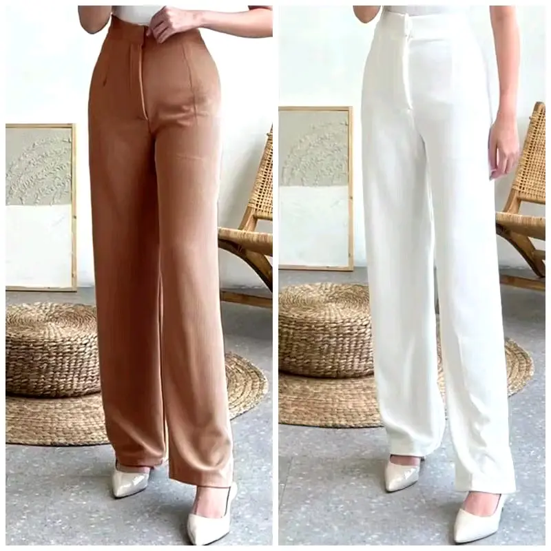 COZIE Pants Rib Knit Premium Highwaist Cullote Loose Pants Petite Friendly Celana Panjang Wanita Anti Kusut Kulot 4