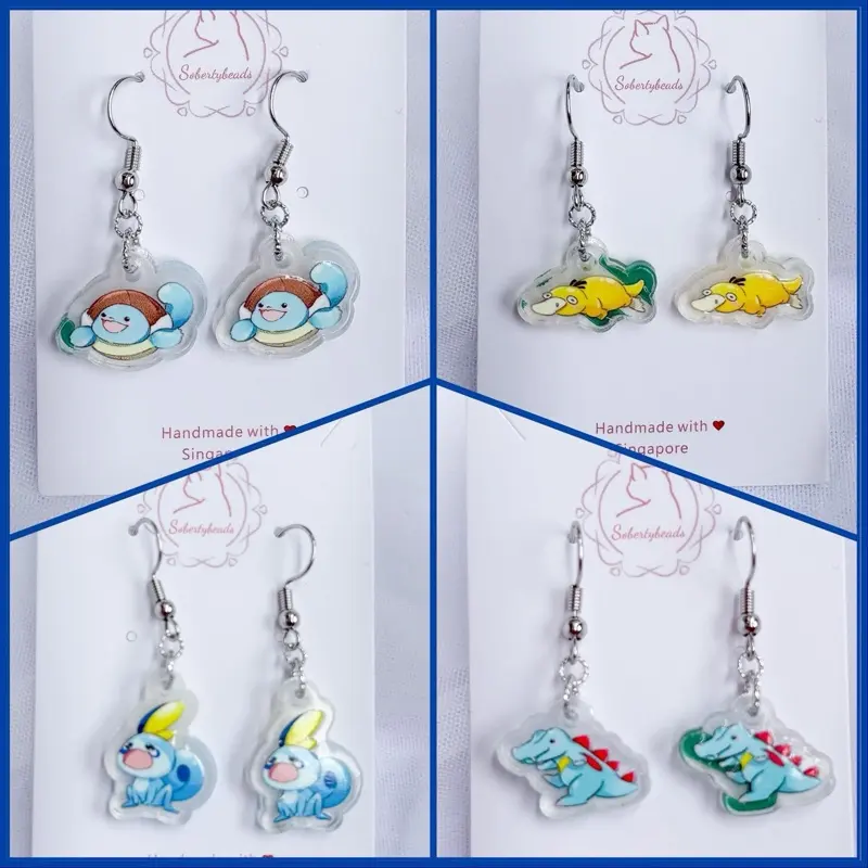 Pocket monster earrings silver