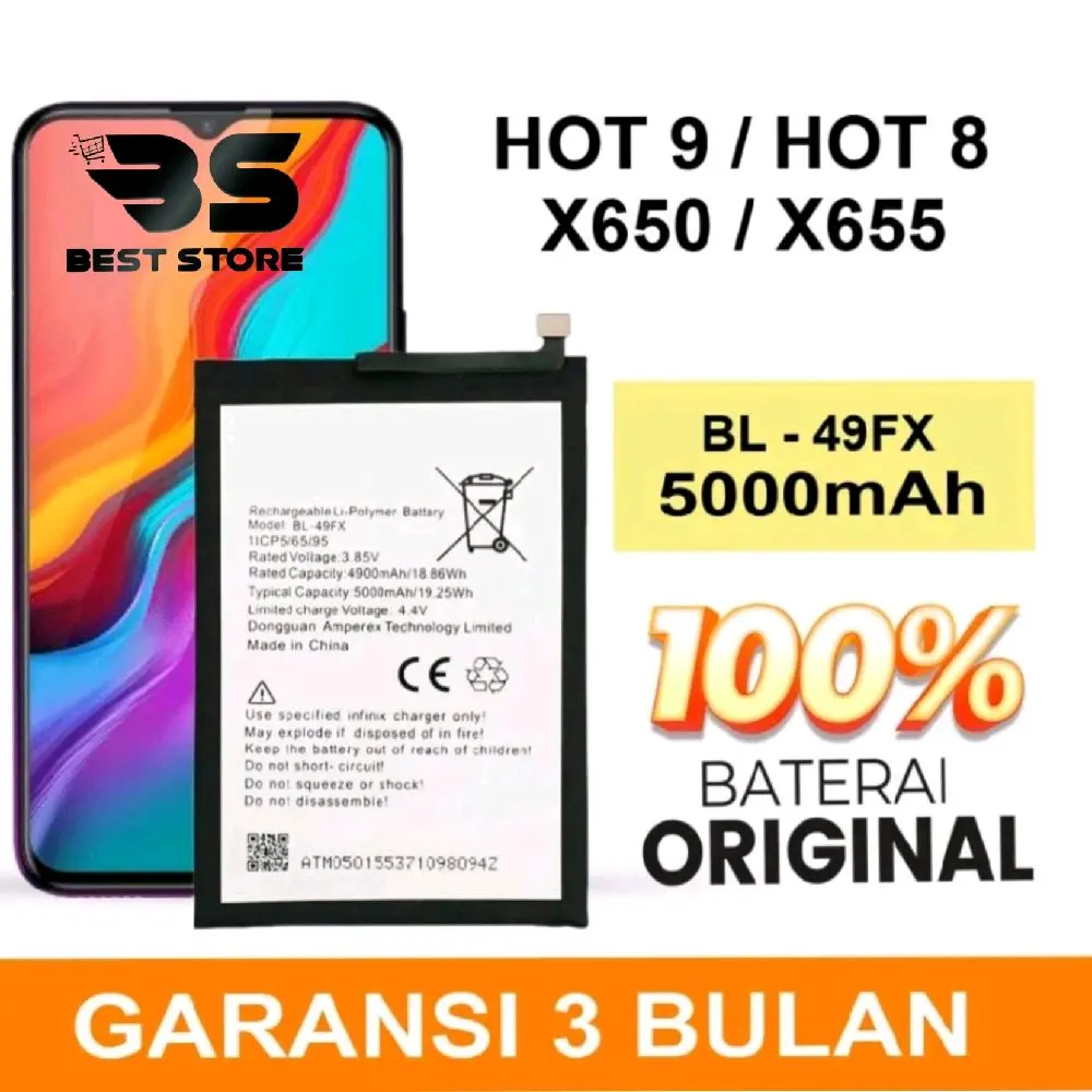 Baterai For 1NF1N1X Smart 5 / SMART 6  / X657 / X657B X657C / hot 20i / x665e / x665c BL-49FX - BL49FX - SMART5 Smart6 - Batrai Batre Battre Batery Battery Batere Hp Hape Sku8