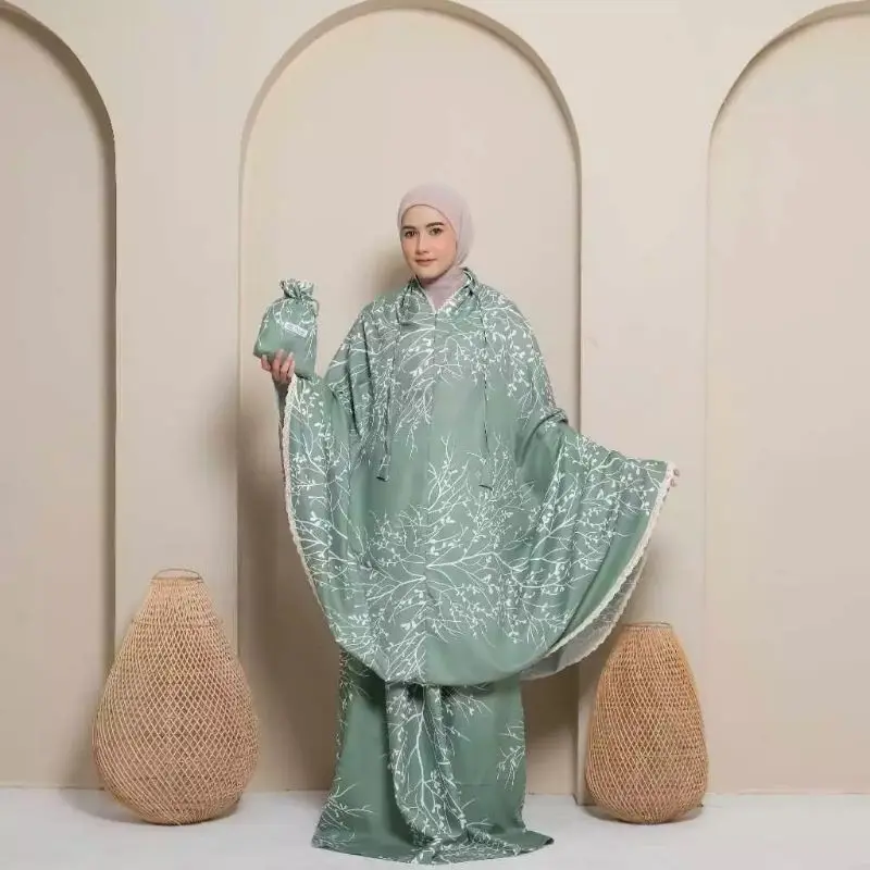 Mukena Dewasa Traveling Katun Motif 2 in 1 Mukenah Travel Mini pouch Cantik Nyaman Muslim Tanggung Panjang Bordir muken abordir