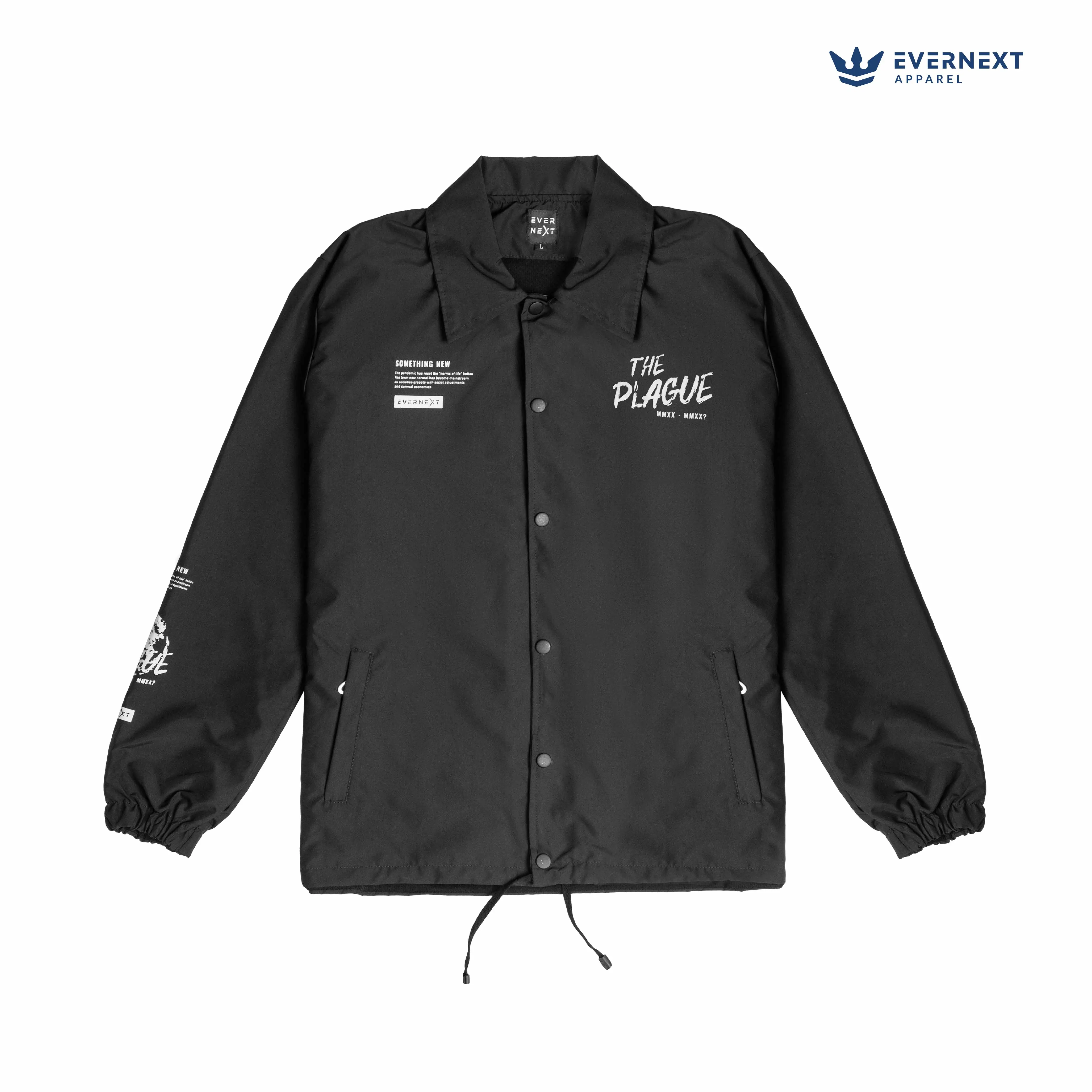 EVERNEXT Jaket Coach Hitam Pria Anti Air Jaket Sablon Waterproof Mona Jaket Taslan Motor Keren Distro Terbaru Outdoor Tebal