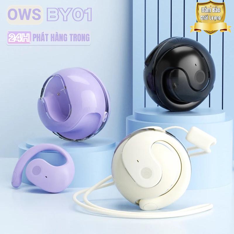 Tai nghe OWS BY01 Quà tặng miễn phí 1 Dây buộc silicon+1 Bao tay chơi game,Thiết kế thân máy trong suốt iPX5 không thấm nước Chất lượng âm thanh HiFi Tuổi thọ pin dung lượng lớn Giảm tiếng ồn ENC Thích hợp cho thể thao & trò chơi & âm nhạc