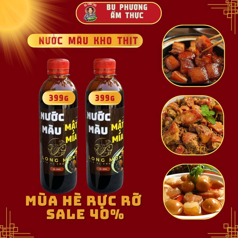 Combo 2 Chai Nước Màu (Nước Hàng) Mật Mía Mỗi Chai 399G - Thương Hiệu Bu Phương: Nước tạo màu cho các món kho, Om (Không chất bảo quản) Màu Thực Phẩm