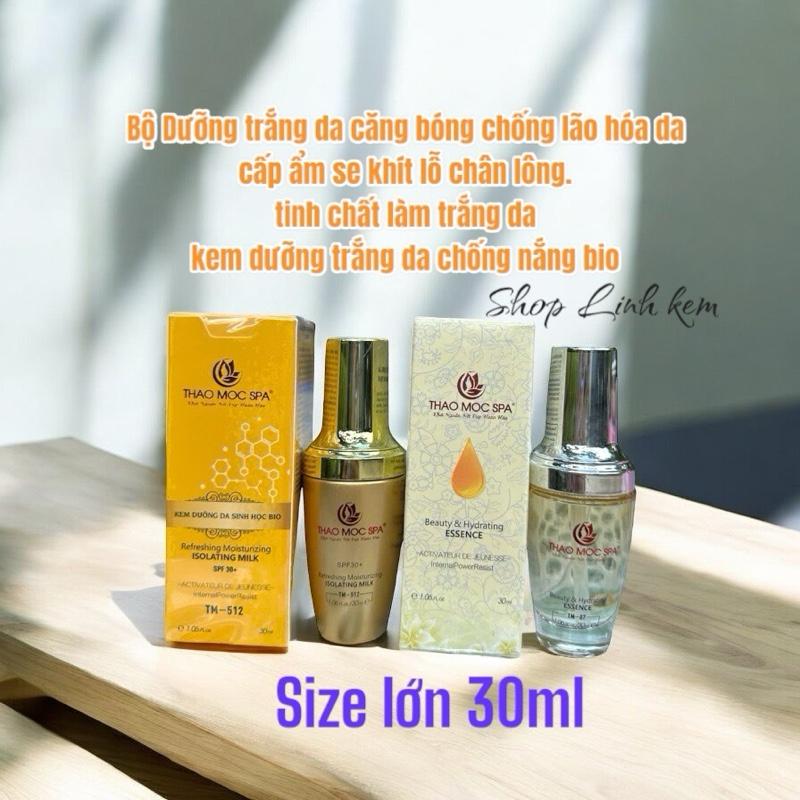  Thảo mộc spa .combo 2món tinh chất trắng da cấp ẩm size lớn 30ml kem dưỡng trắng da chống nắng  bio size lớn 30ml 
