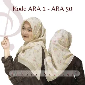 Hijab segi empat motif bahan tipis jahit tepi Sahara Scarves by eN_A.id Voal Premium Baby Tryspan