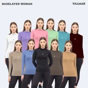 Valmar - Baselayer manset wanita olahraga turtleneck tangan panjang