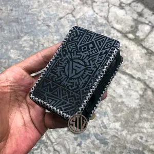 Leather Sleeve Case R234 Kulit Sintetis Motif Aztec Basic Hitam Abu