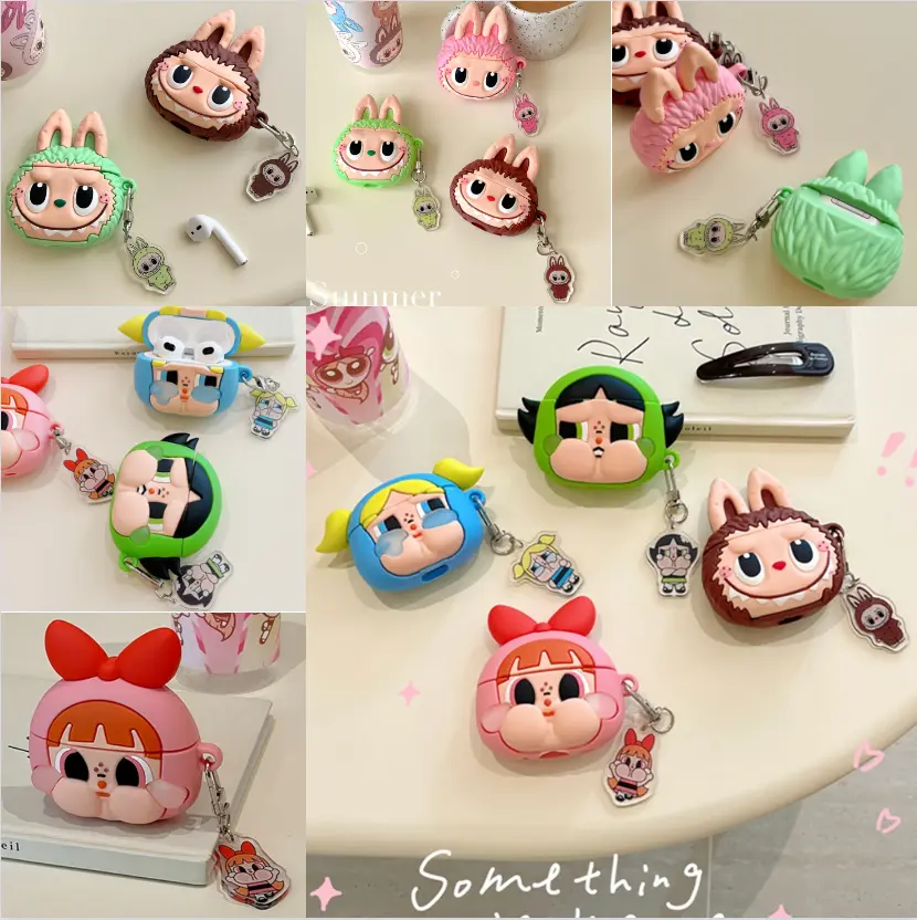 For Apple Air Pods 4 cute crying baby Powerpuff Girls labubu Airpods Pro 2 three-dimensional  Air Pods 3 earphone cover  Air Pods 1 silicone protective case
