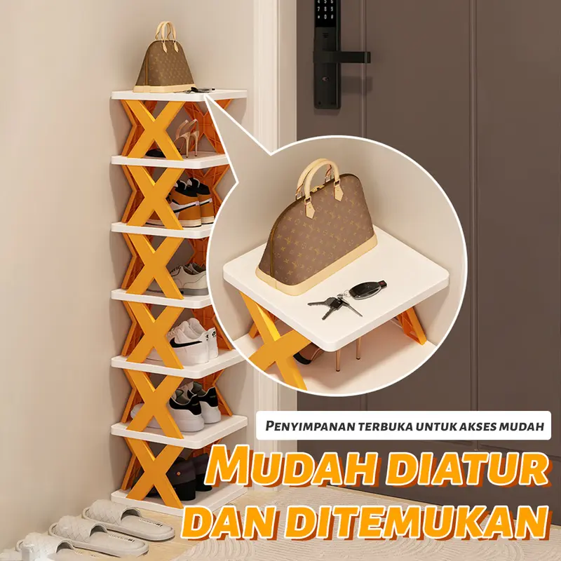 Rak sepatu rumah tangga sederhana multi-layer pintu lipat lemari sepatu penyimpanan sepatu rak penyimpanan sederhana asrama hemat ruang 5