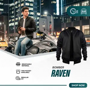 EVERNEXT - Bomber Polos Raven  Pria Jaket Polos Cowok Jaket Casual Pria Jaket Motor Pria