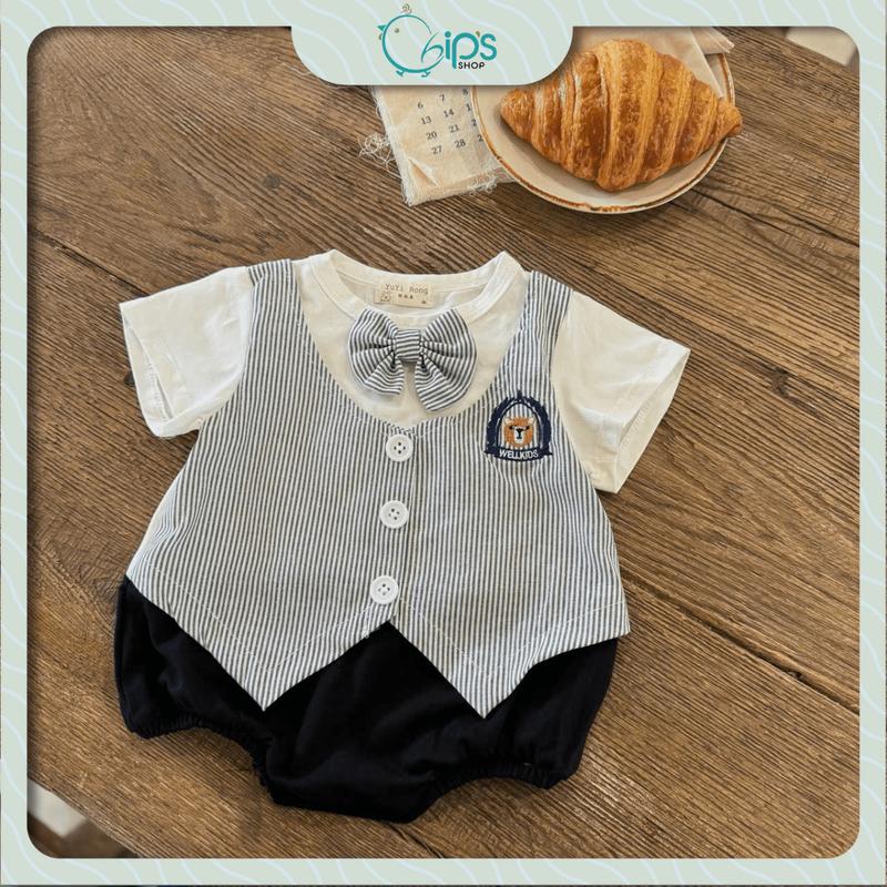 Set body Gile công tử nơ rời cho bé trai 4-12kg. Body chip Vest đầy tháng thôi nôi. Chip's Shop