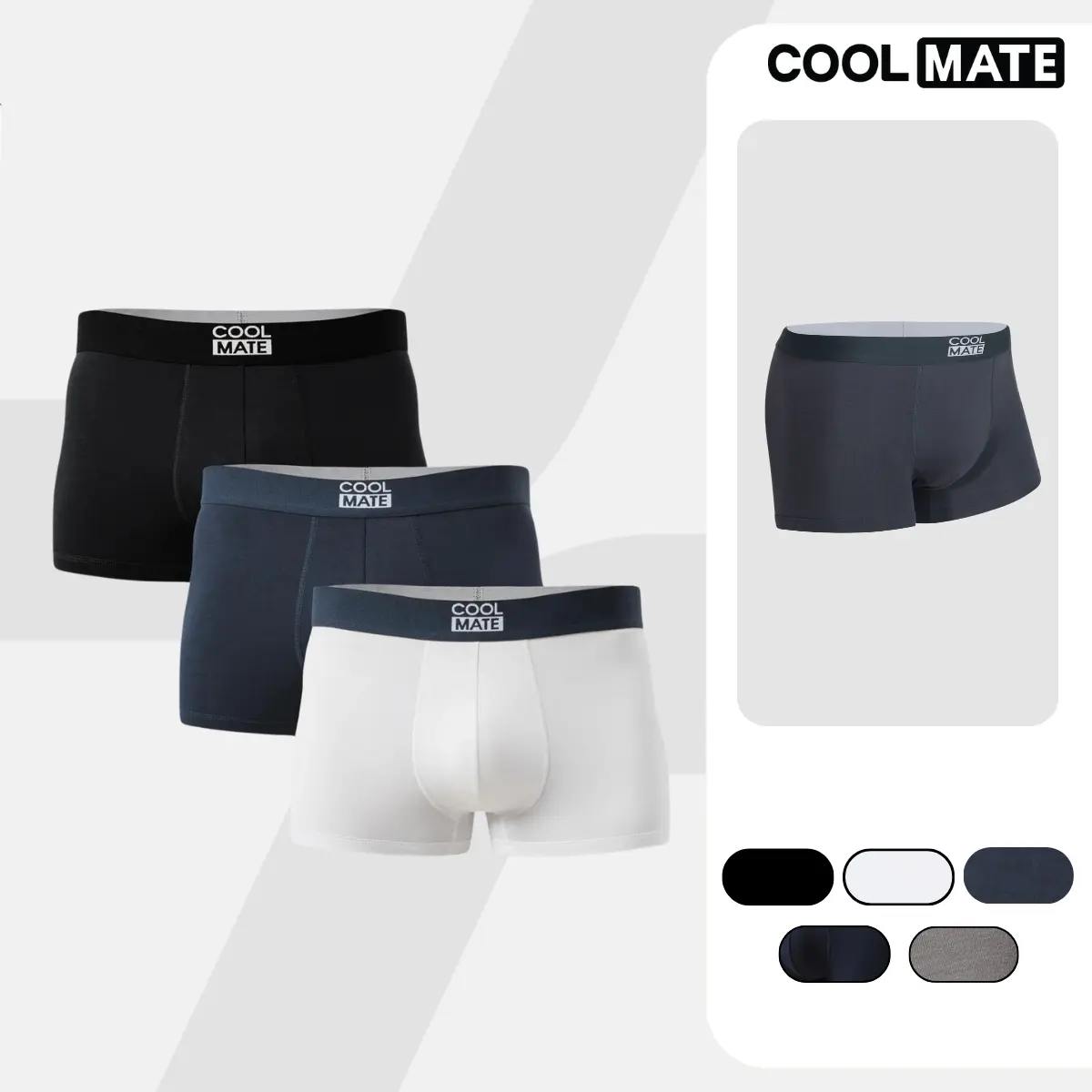 Combo 3 Quần lót nam Trunk Bamboo co giãn, thấm hút, kháng khuẩn (Có Bigsize), Boxer, quần sịp nam chất mát, quần sịp đùi nam - Coolmate