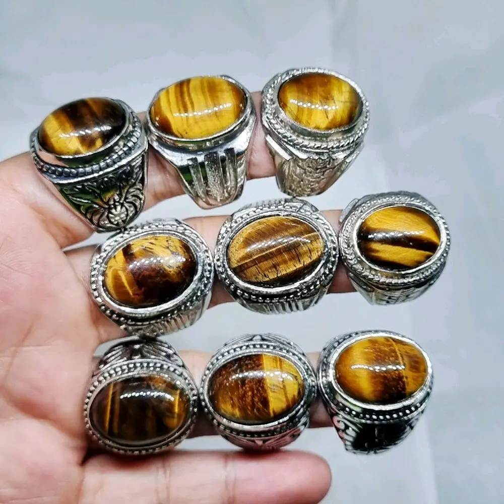 Cincin batu tiger eye / biduri sepah / mata harim4u / rings cincin pria Est. Dim 16mm - 18mm ( random ) ring