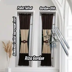 Gorden jendela minimalis fullset kombinasi 2 warna/Gorden jendela kupu kupu ikat pita