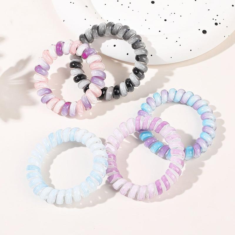 Janpanese Hair Tie Stretch Spiral Cord Hair Ring Headwear Hair Rope Elastic Hair Tie Multicolor Scrunchies Multicolor Telephone Wire Hair Accessories 7