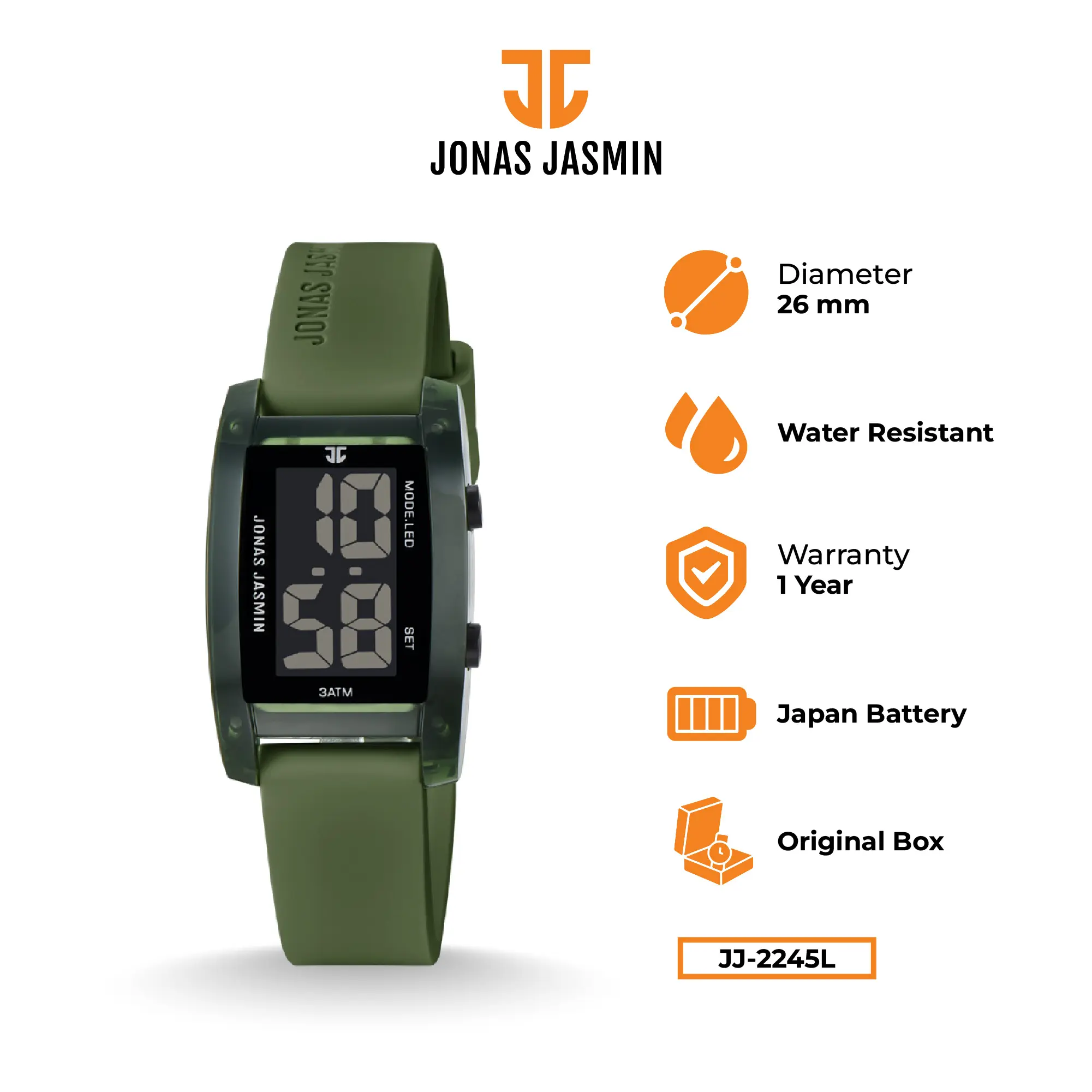 Jonas Jasmin - Jam Tangan Wanita Digital  JJ-2245L Watch Include Box Fullset