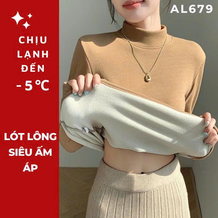 AL679 Áo giữ nhiệt nữ lót lông siêu ấm cổ cao áo thun giữ nhiệt nữ cao cấp áo giữ nhiệt siêu hot 2025 HẠNH HOÀNG DESIGN