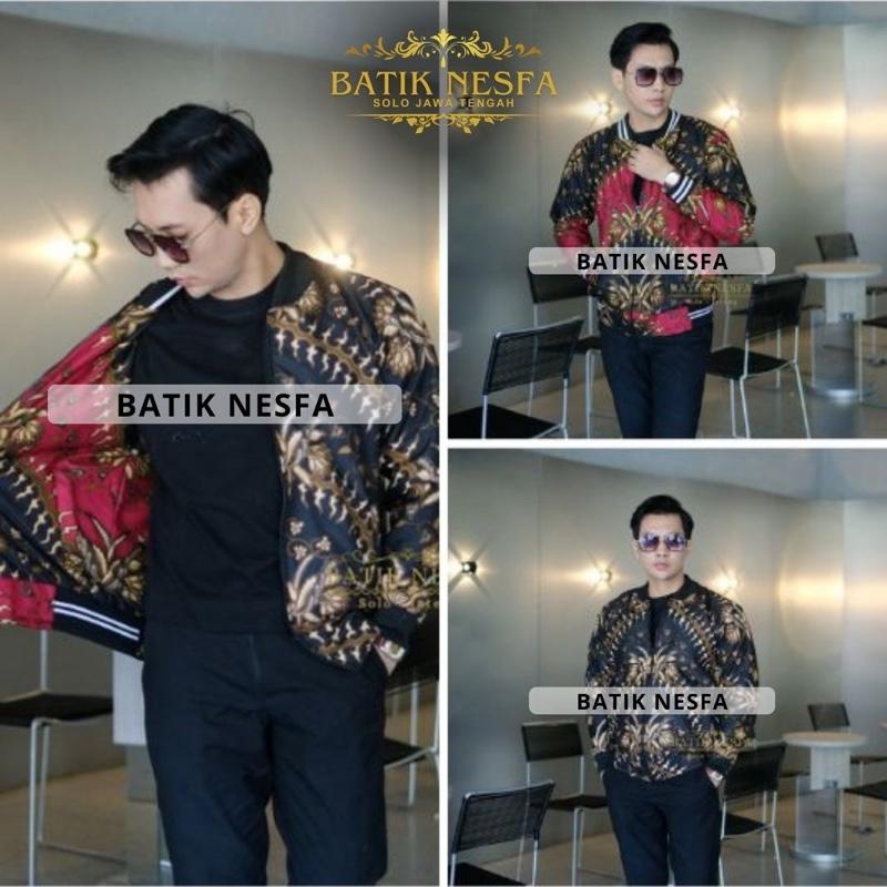 Jaket batik bomber pria keris hitam murah berkualitas 8