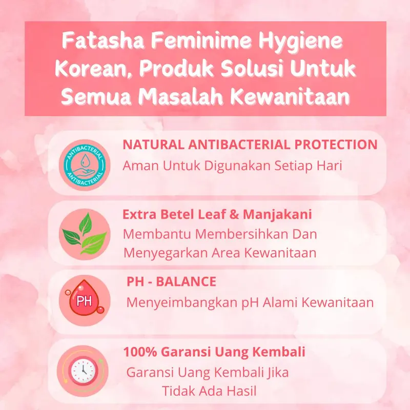 FATASHA FEMINIME HYGIENE Korean, Untuk Merawat Area Kewanitaan Tetap Bersih & Terjaga (Mencegah Keputihan AB Normal & Keriput) BPOM ORIGINAL HALAL 1