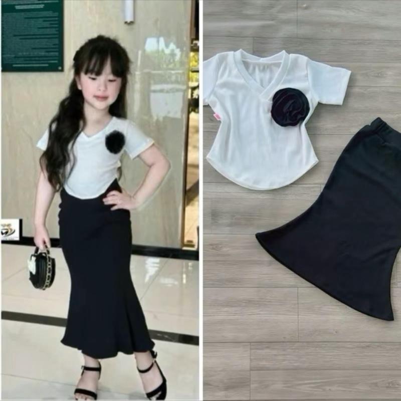 Set váy đuôi cá kèm áo có tay cho bé  gái 8/27kg , vải tăm mềm mát.