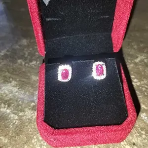 OS1-E31 Anting Wanita Cranberry Premium Permata Red Ruby Anti Luntur Berubah Warna Garansi 1 Tahun Fahshion Accessories Size Adjustable Kualitas Grade VVS1 Aksesoris Anting Nikah Elegan COD