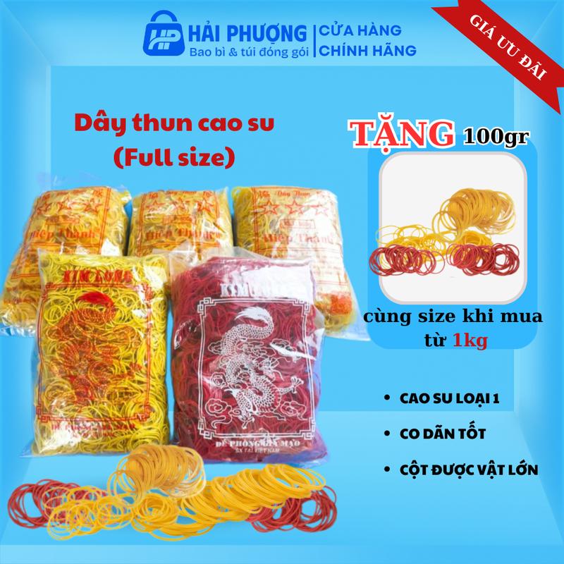 Dây Thun Tròn Co Dãn 100gr -> 500gr loại Nhỏ - Trung - Lớn BAO BÌ HẢI PHƯỢNG dây thun cao su co dãn tốt không đứt khi buộc chặt cao su loại 1 không hôi