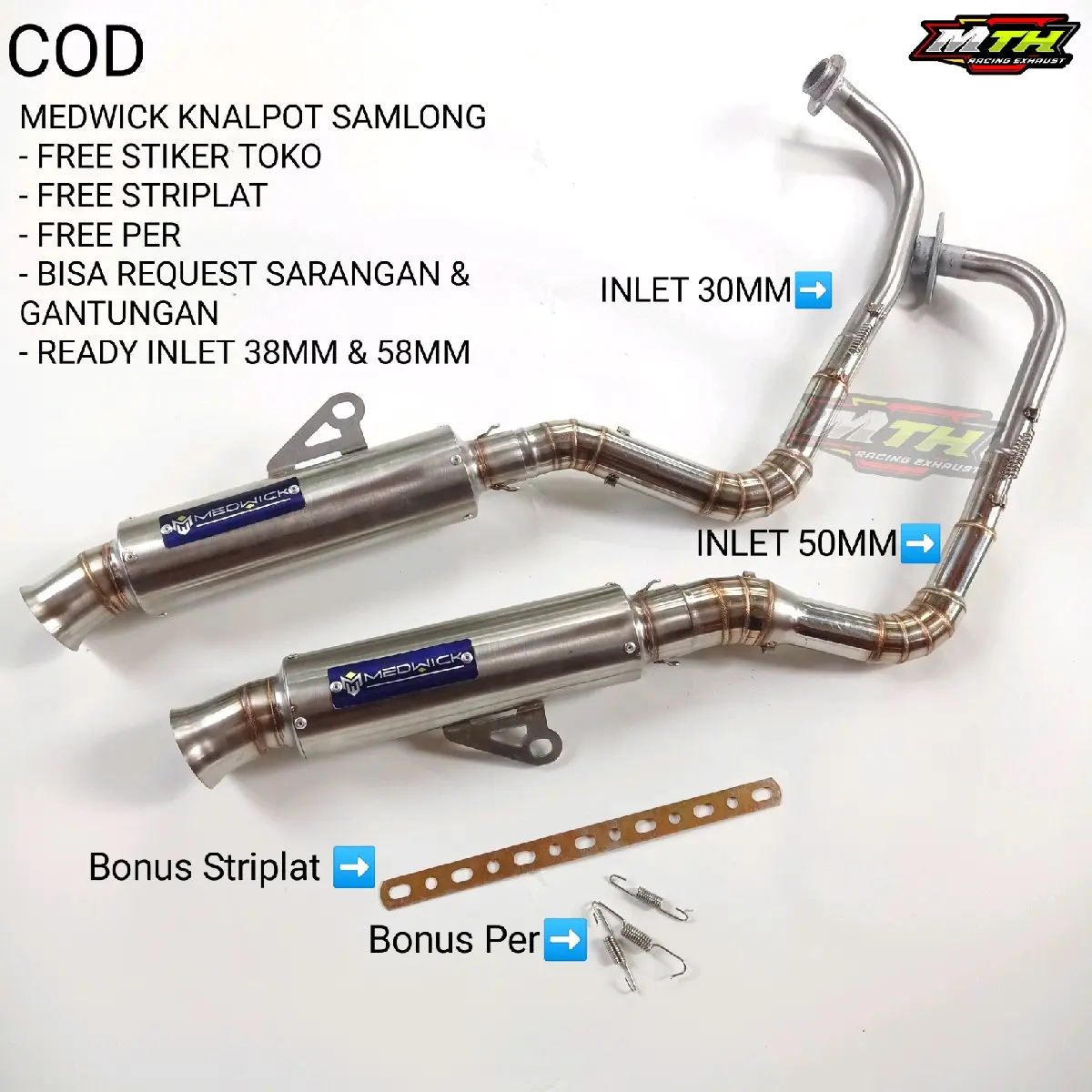 MEDWICK, Knalpot Samlong N max, Airox, PCX, ADV, Vario, Secopy, Beat, Genio, vino, Mio, Lexi dll