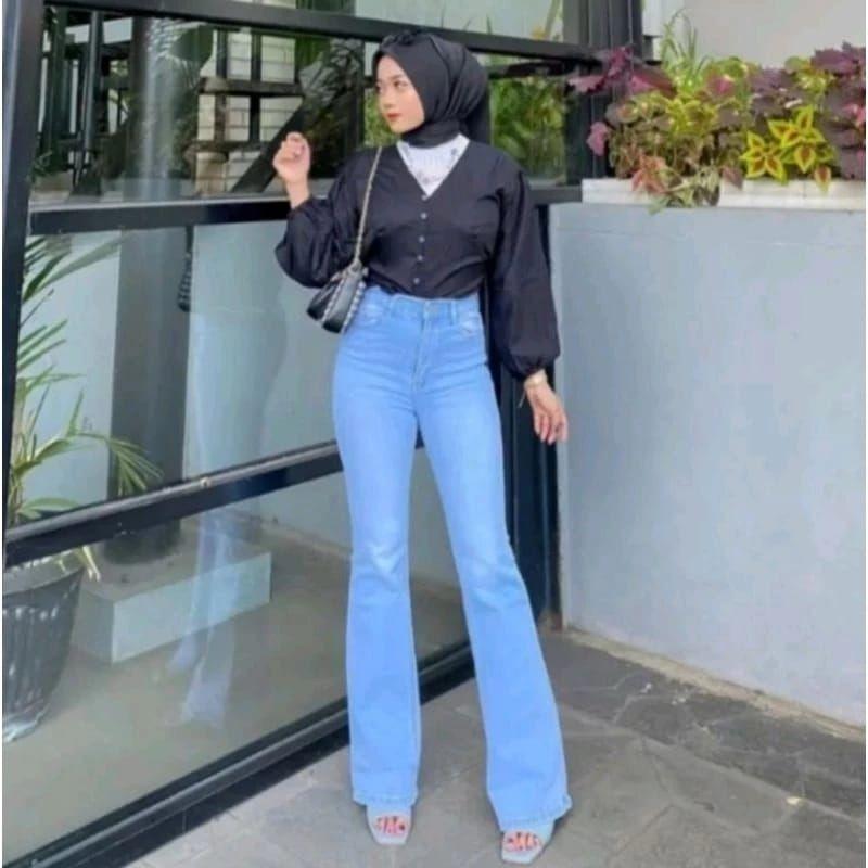 Product Introduction of SBL Highwaist Cutbray Jeans Wanita Kekinian Celana Denim Panjang Kerja Hitam Street Style Pas trendy jeans abu kehitaman combinasi hijau Nyaman Biru Muda 3