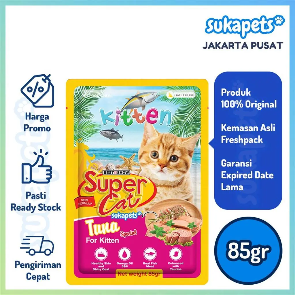Super Cat Pouch Kitten Tuna & Special Makanan Kucing Basah 85gr