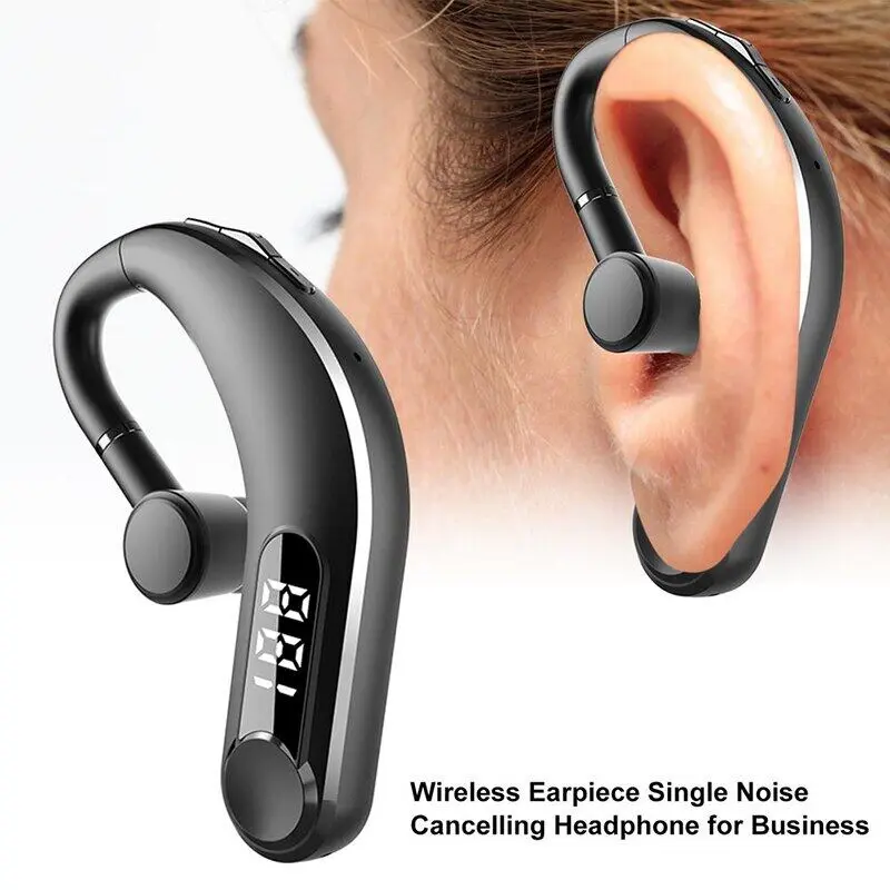 ROR Store - Tai nghe không dây Bluetooth 5.2 dành cho doanh nhân, xoay 180 °, màn hình LED chờ lâu với Mic, tai nghe, khử tiếng ồn, âm nhạc, thể thao, dành cho ô tô, tất cả điện thoại thông minh Nhét Tai Earphone Nghe Nhạc