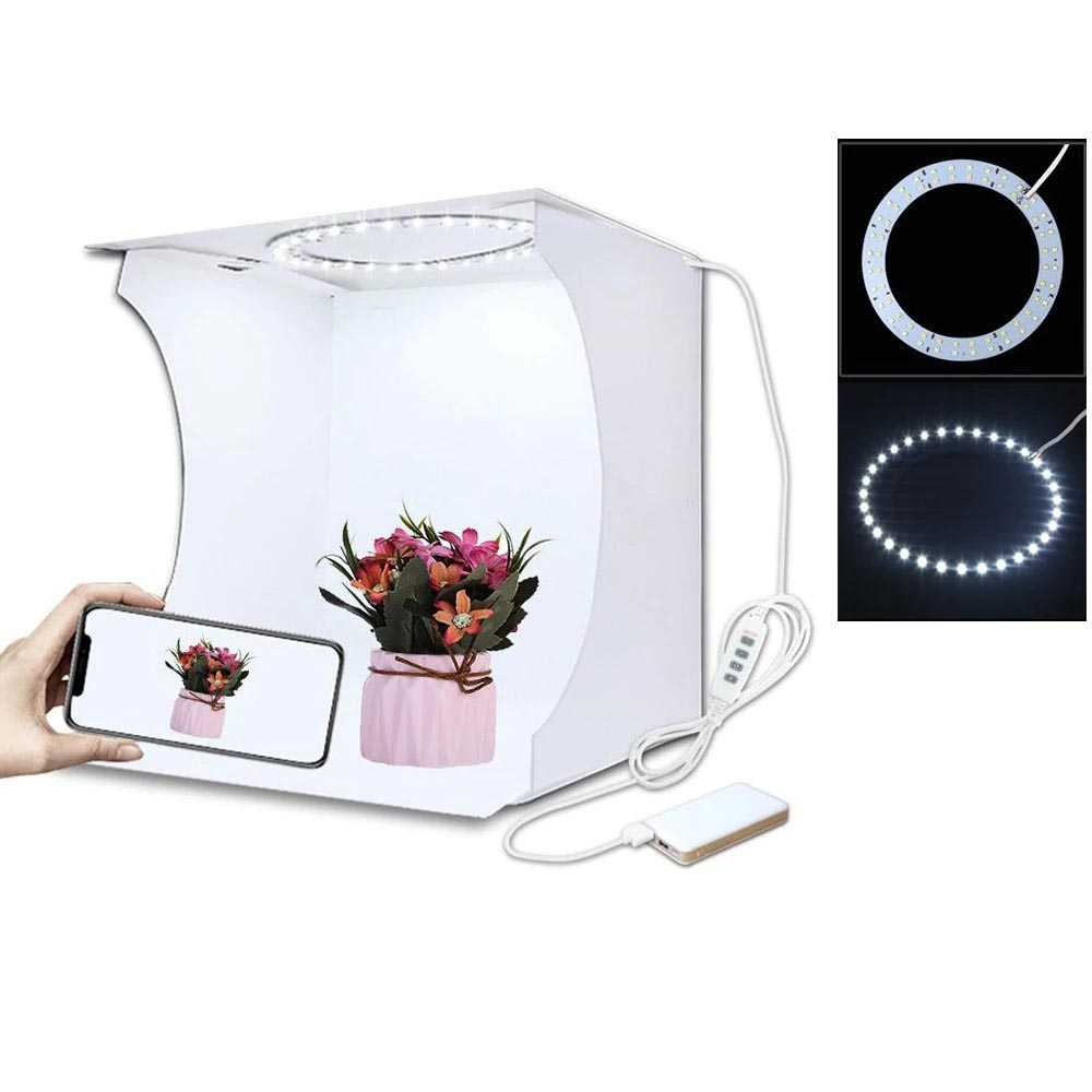 PULUZ Studio Photobox Lampu Ring Light LED 3in1 Color 6 Backdrop 10W - PU5023