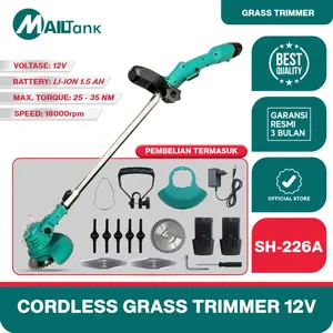 MAILTANK MESIN POTONG RUMPUT 12Volt 2 BATERAI CORDLESS GRASS TRIMMER SH226 / SH226A