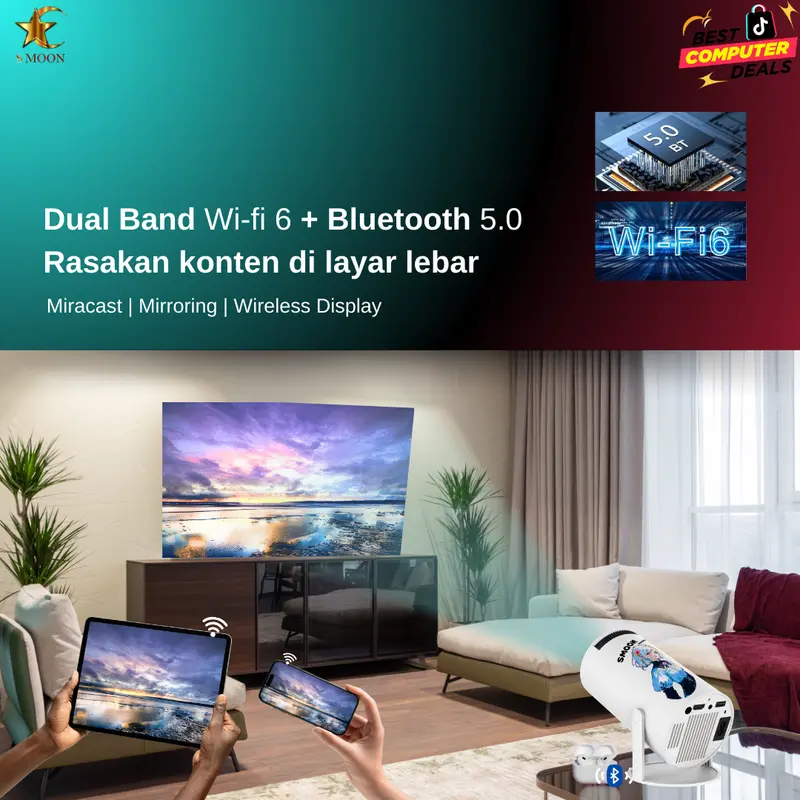 SMOON300 SMART PROYEKTOR LCD TV - INCLUDE HDMI -  GOOGLE STORE - ANDROID - NETFLIX - YOUTUBE - WIFI - 180 ANSI - INTERNET - 720P 3