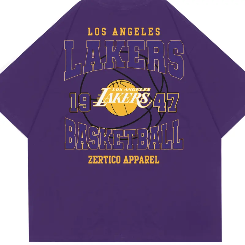 Zertico Kaos Distro LAKERS 1947 UNGU Pria Wanita Cotton Combed 30s 2