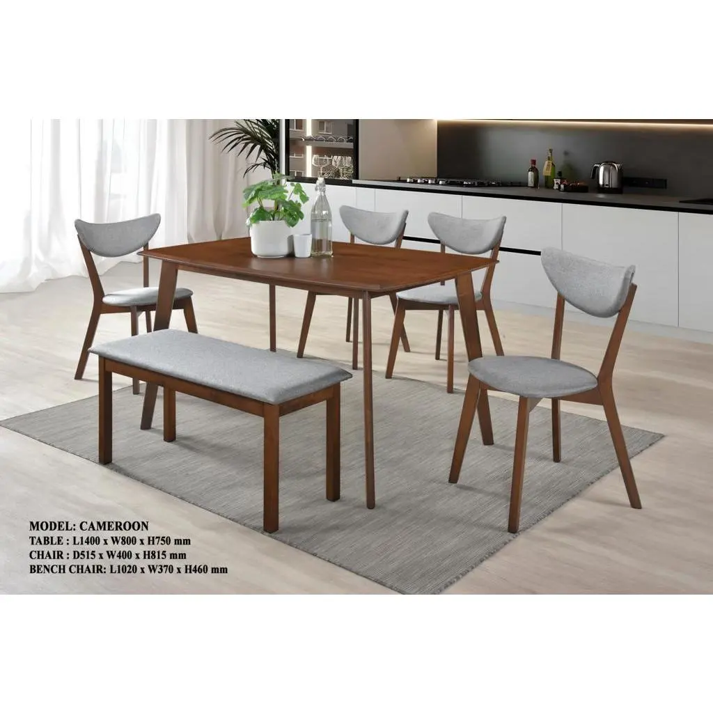 GGR Furniture Cameroon Kitchen Dining Table Solid Rubber Wood Dining Set With 4 Chairs And Bench Chair