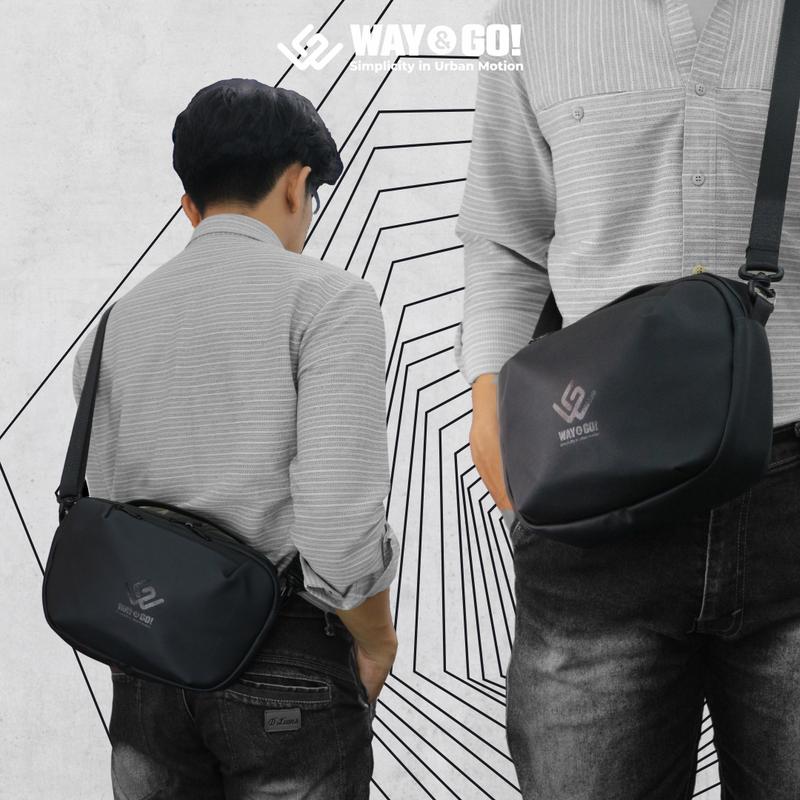 Way&Go! Hexa Tas Selempang Hand Bag Tas Tangan Waterproof Tahan Air Premium Awet Hitam Slingbag Pria 2