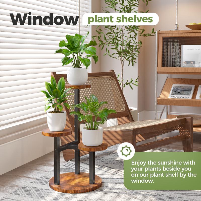 Bamworld Plant Stand Indoor Tiered Small Metal Plant Shelf for Multiple Plants 3 Potted Corner Flower Stand for Patio Garden Balcony Living Room Bedroom(3 Tier) 3