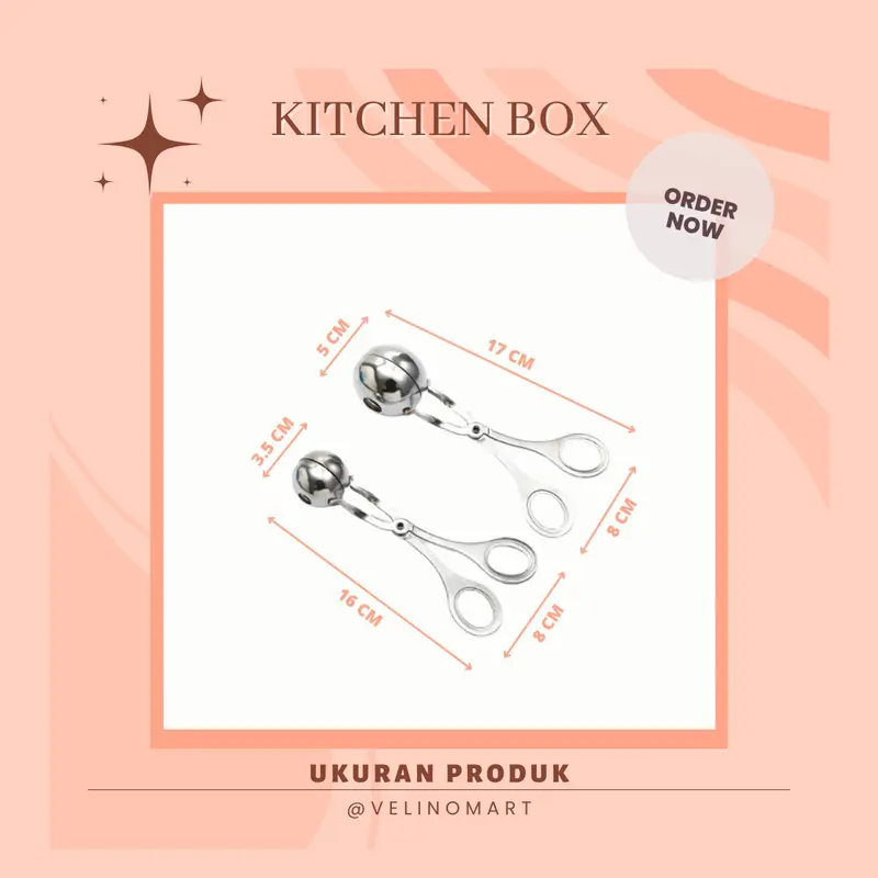 Alat Pembuat Cetakan Bakso Meatball Scoop / Cetakan Bakso Bahan Stainless Anti Lengket / Scoop Cetakan Bakso Model Gunting 5