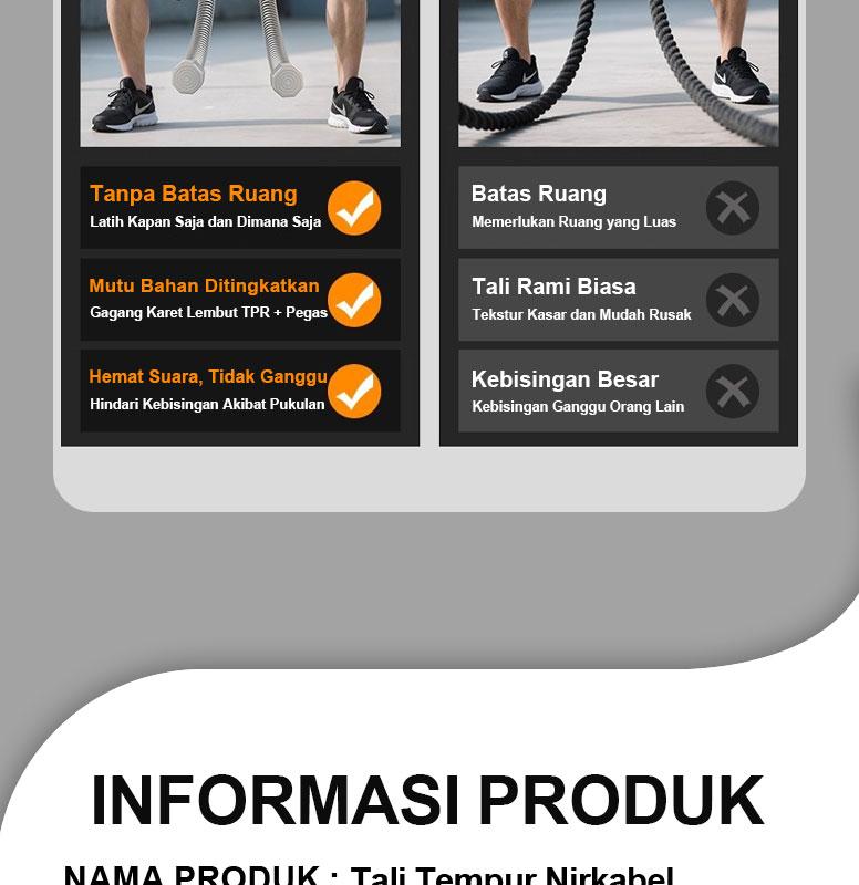【Booming】Wireless Battle Ropes Tali Fitness Latihan Kekuatan Inti Latihan Kebugaran Jasmani Olahraga Dalam Ruangan