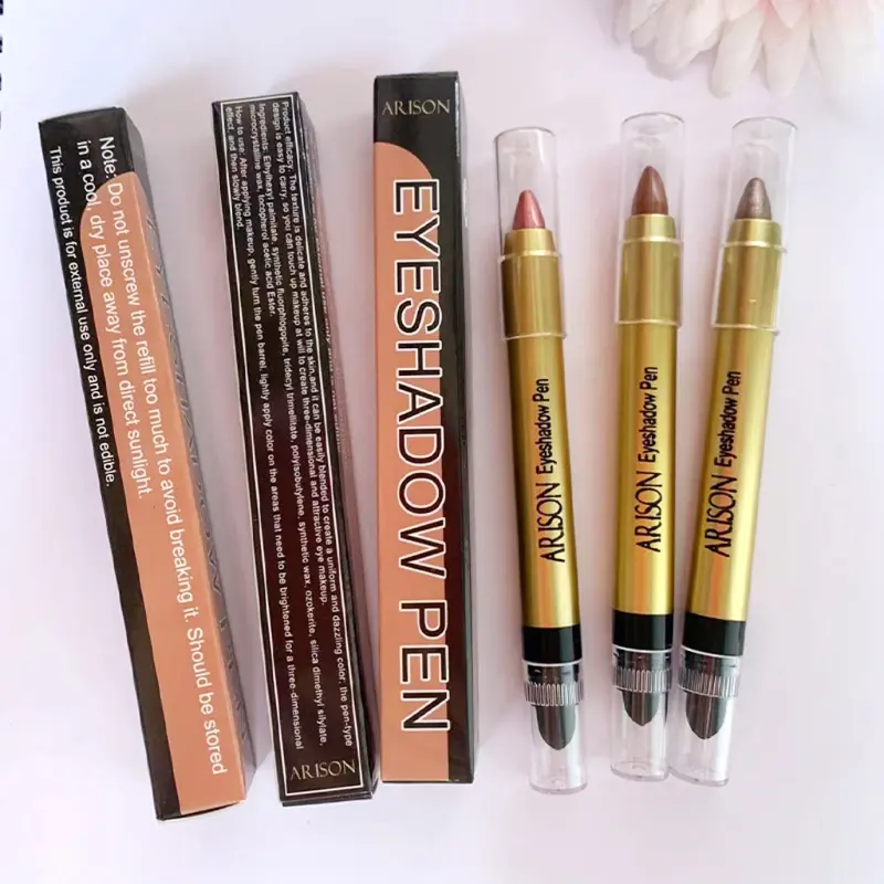 ARISON Double Head Makeup Eyeshadow Pen Eyeshadow Crayon Cosmetic Glitter Eyeshadow Stick 2