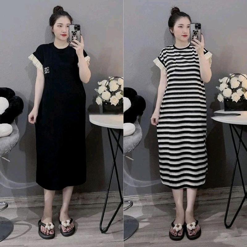 ĐẦM BẦU XINH MÙA HÈ CHẤT THUN COTTON MỀM MÁT DÁNG SUÔNG DÀI DỄ MẶC - VÁY BẦU BABYDOLL ĐẸP