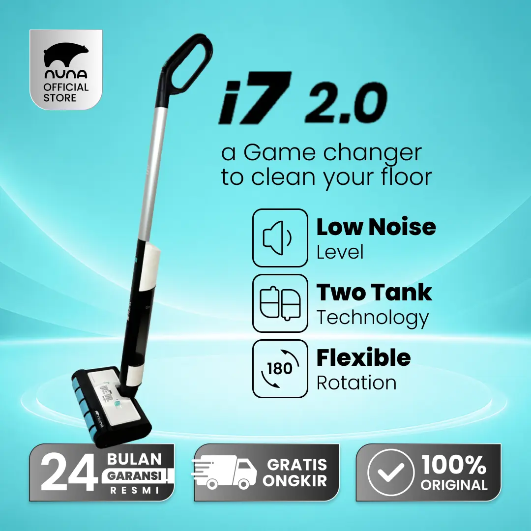 NUNA I7 2.0 Floor Cleaner Cordless 2 IN 1 -  Alat Pembersih Lantai Basah & Kering Tanpa Kabel - Unit